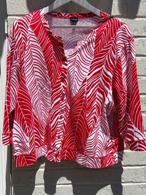 Rafaella cardigan floral print 3X red white